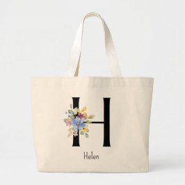 Bridesmaid Gift Vild Flower Alphabet H Tote Bag Jumbo Tygkasse