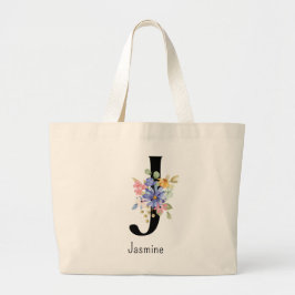 Bridesmaid Gift Vild Flower Alphabet J Tote Bag Jumbo Tygkasse