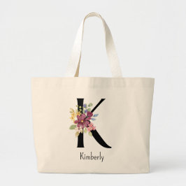 Bridesmaid Gift Vild Flower Alphabet K Tote Bag Jumbo Tygkasse