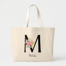 Bridesmaid Gift Vild Flower Alphabet M Tote Bag Jumbo Tygkasse