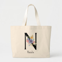 Bridesmaid Gift Vild Flower Alphabet N Tote Bag Jumbo Tygkasse
