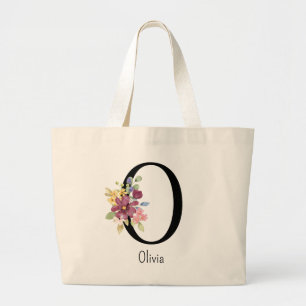 Bridesmaid Gift Vild Flower Alphabet O Tote Bag Jumbo Tygkasse