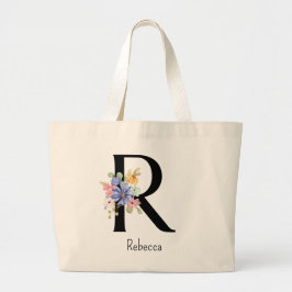Bridesmaid Gift Vild Flower Alphabet R Tote Bag Jumbo Tygkasse