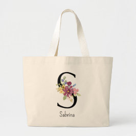 Bridesmaid Gift Vild Flower Alphabet S Tote Bag Jumbo Tygkasse
