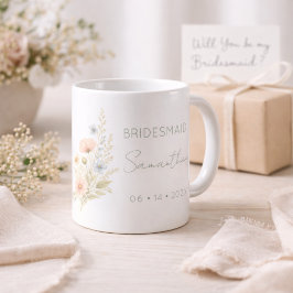 Bridesmaid Gift Wildflower Garden Personalized Kaffemugg
