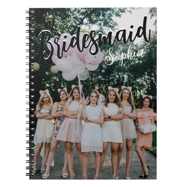Bridesmaid Gifts Personlig Black Modern Photo Anteckningsbok (Framsidan)