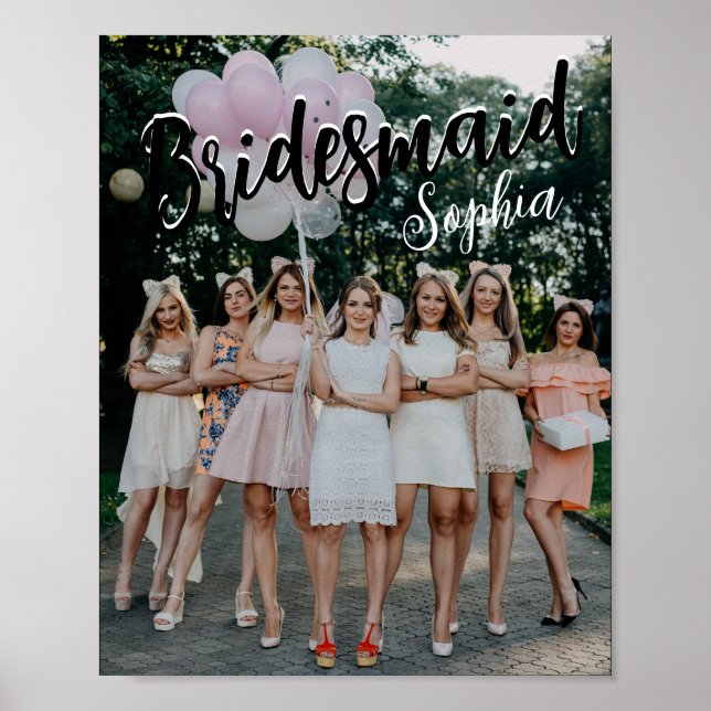 Bridesmaid Gifts Personlig Black Modern Photo Poster (Framsidan)