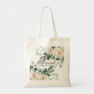 Bridesmaid Gifts White Roses Theme Personalized Tygkasse