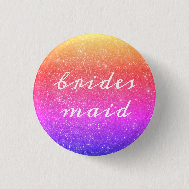 Bridesmaid Glittery Rosa Ombre Colorful Bröllop Knapp (Framsida)