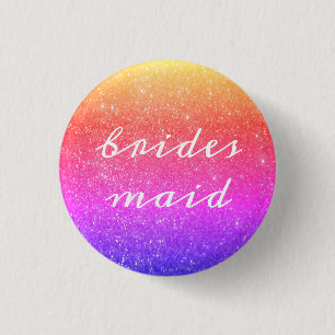 Bridesmaid Glittery Rosa Ombre Colorful Bröllop Knapp