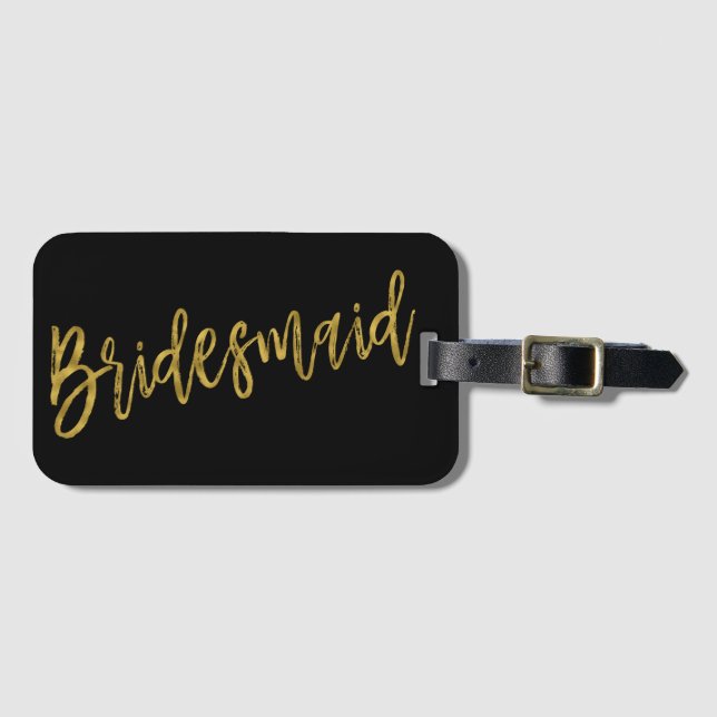 Bridesmaid Gold Foil Luggage Bag Märkre Bagagebricka (Framsida horisontal)