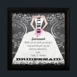 Bridesmaid Gown Bouquet Black Lacquer Smyckeskrin<br><div class="desc">Bröllop Black Lacquer Keepsak Anpassningsbar Designer Personlig Smyckeskrin eller minnesbox Elegant Uniårsdag Bröllop</div>