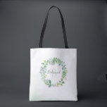 Bridesmaid Greenery Foliage Monogram Tygkasse<br><div class="desc">Den här brudgummen till säcken kan vara personlig med namn och en början. Den har en grön löv som  vitlingens vattenfärgsdekoration. Besök insamlingssidan i vår butik för att se fullt med matchande produkter som du kan anpassa för bröllop.</div>