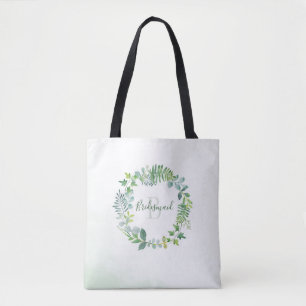 Bridesmaid Greenery Foliage Monogram Tygkasse