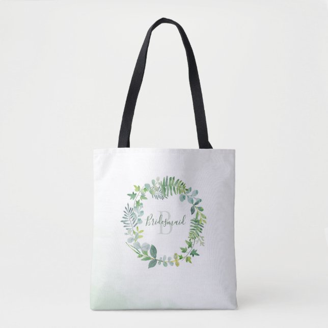 Bridesmaid Greenery Foliage Monogram Tygkasse (Framsida)