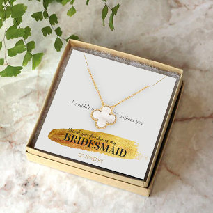Bridesmaid Guld Jewerly Necklace Visning Fyrkantigt Visitkort