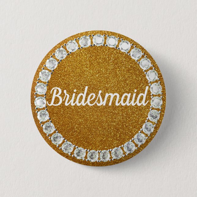 Bridesmaid guld rhinestone bg knapp (Framsida)