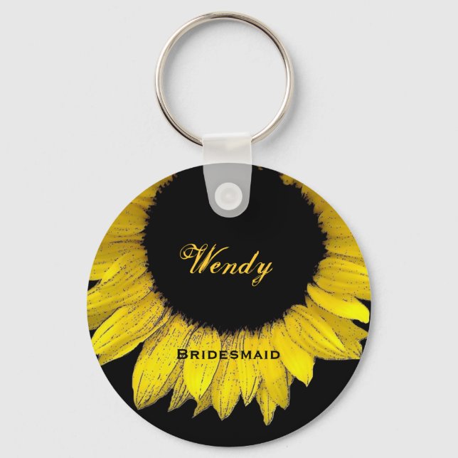 Bridesmaid Gult Solros E050 Nyckelring (Framsida)