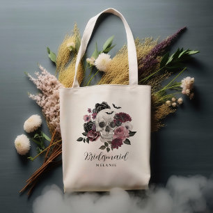 Bridesmaid Halloween Gothic Blommigt Skull Bröllop Tygkasse