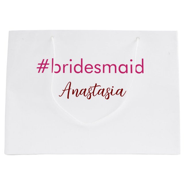 Bridesmaid hashtag ljus rosa add namn bride stam (Framsidan)
