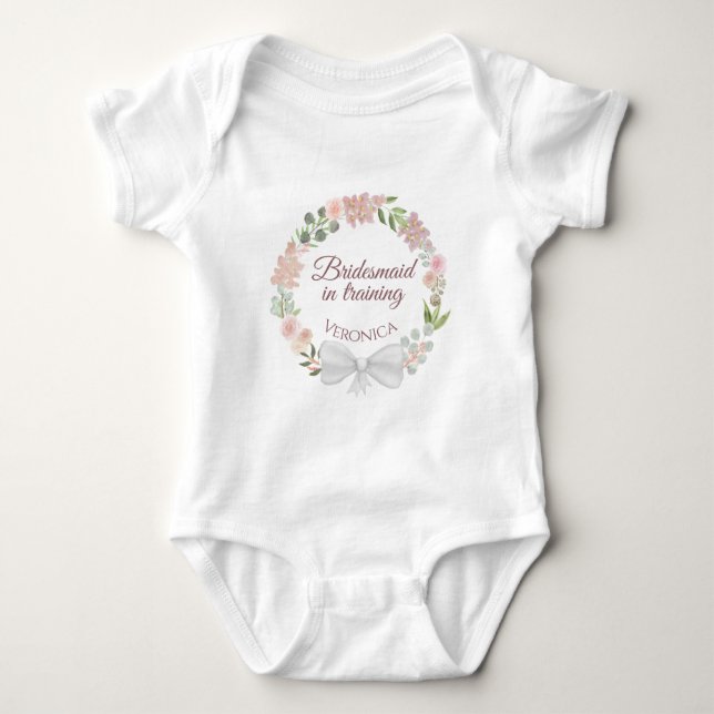 Bridesmaid in Training Rosa Blommigt WANDERCute Cu T Shirt (Framsida)