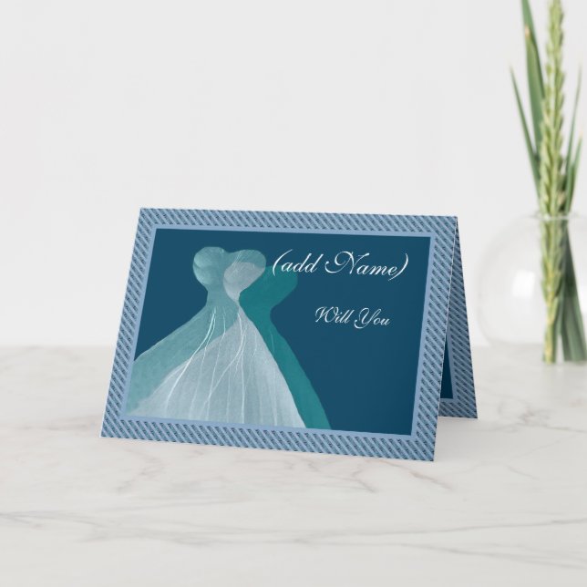 Bridesmaid-inbjudan - Dubbla TEAL BLUE GOws Inbjudan (Framsida)