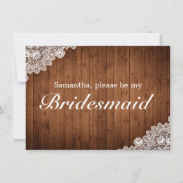 Bridesmaid Inbjudan-kort för Rustic Wood & White S Spara Datumet