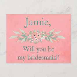 Bridesmaid Inbjudan Rosa och Grönt Blommigt