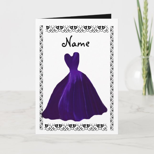BRIDESMAID-inbjudan - ROYAL LILA Löv Gown Inbjudan (Framsida)