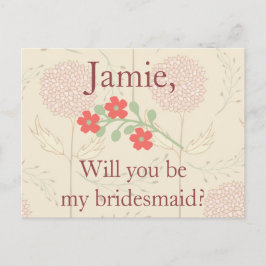Bridesmaid-inbjudan till Rustic Blommigt Inbjudan Vykort