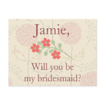 Bridesmaid-inbjudan till Rustic Blommigt