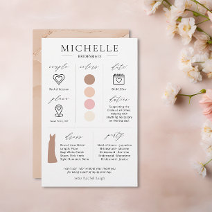 Bridesmaid Info, Färg, datum, uppehållskort Brevpapper