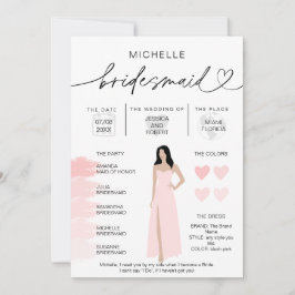 Bridesmaid Info  Rosa Palette Infografik Inv. Inbjudningar