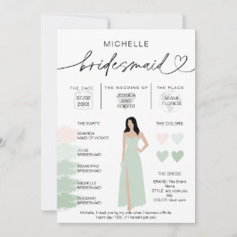 Bridesmaid Info Sage Färg Palette Infogragrafik In Inbjudningar