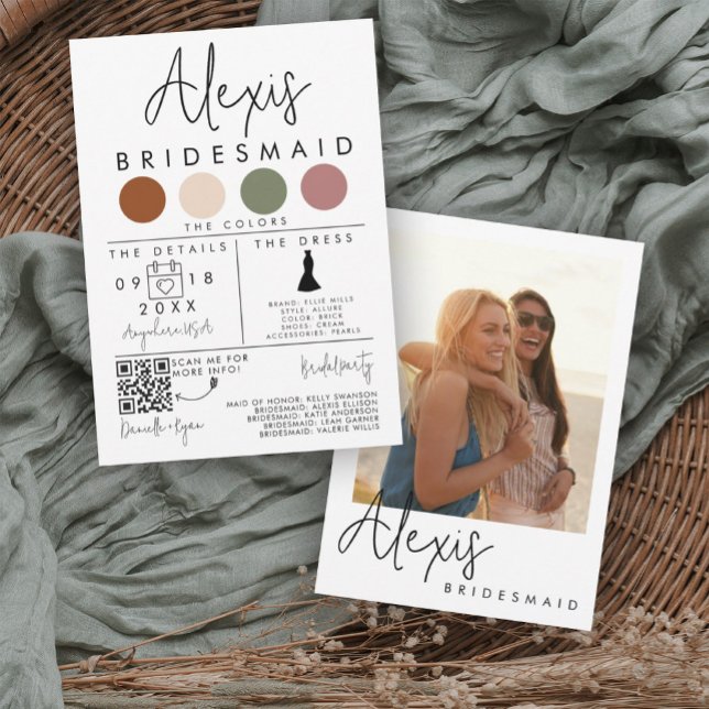 Bridesmaid-informationskort med anpassat foto inbjudningar (Skapare uppladdad)