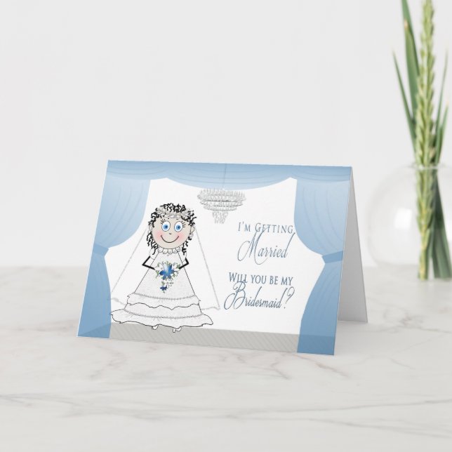 BRIDESMAID INVITATION - BRIDE WITH CHANDELIER INBJUDAN (Framsida)