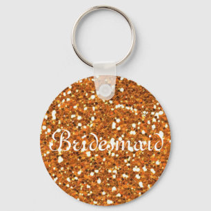Bridesmaid Keychain Blue Glitter Personlig Nyckelring
