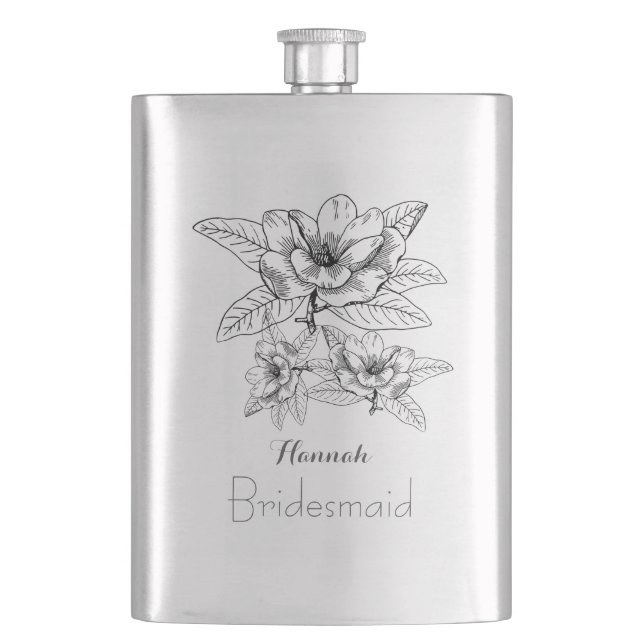 Bridesmaid-kolv med snyggt Drawn Flowers Fickplunta (Framsidan)