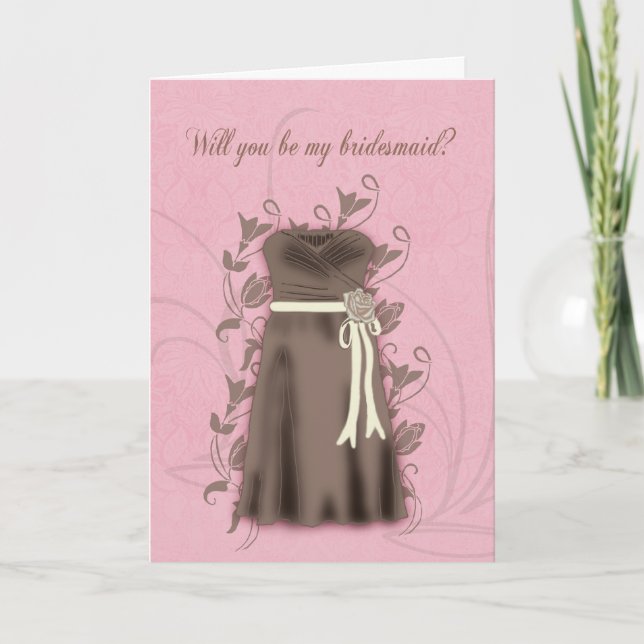 Bridesmaid, kommer du att bli min Bridesmaid, Rosa Inbjudan (Framsida)
