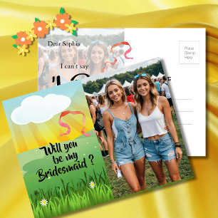 Bridesmaid kommer du att bli min moderna Rustiska Inbjudan Vykort