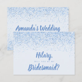 Bridesmaid-kort för Dusty Blue Glitter Inbjudningar