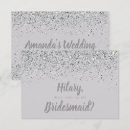 Bridesmaid-kort för mousserande Silver Glitter Inbjudningar