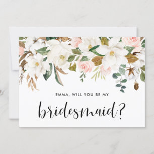 Bridesmaid-kort för vattenfärg Magnolia Cotton Gar