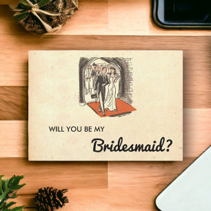 Bridesmaid-kort för vintage Rustic Retro-par Chic Inbjudningar