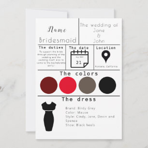 Bridesmaid-kort Inbjudningar
