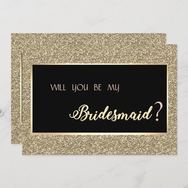 Bridesmaid-kortet elegant Glitter Inbjudningar (Fram/baksida)