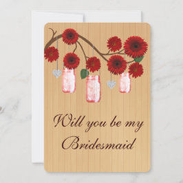 Bridesmaid-kortet land Rustic Red Mason Burk Inbjudningar