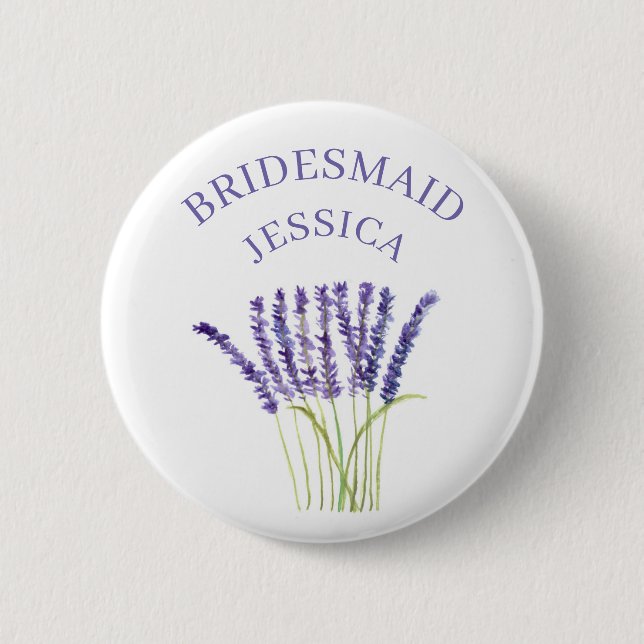 Bridesmaid Lavender Herb vattencolor lila blommigt Knapp (Framsida)