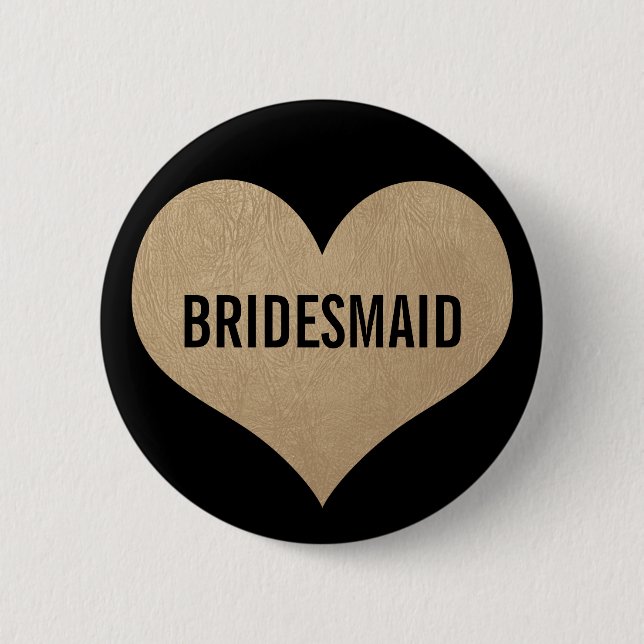 Bridesmaid Leather Struktur Guld Hjärta Knapp (Framsida)