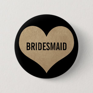 Bridesmaid Leather Struktur Guld Hjärta Knapp